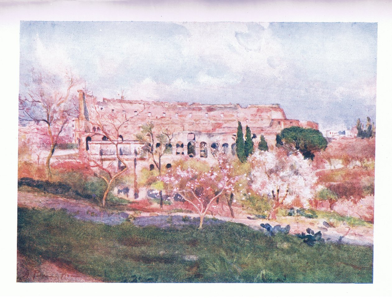 A Colosseum egy tavaszi napon, Rómából, az A & C Black Ltd kiadásában, 1925 alkotó: Alberto Pisa