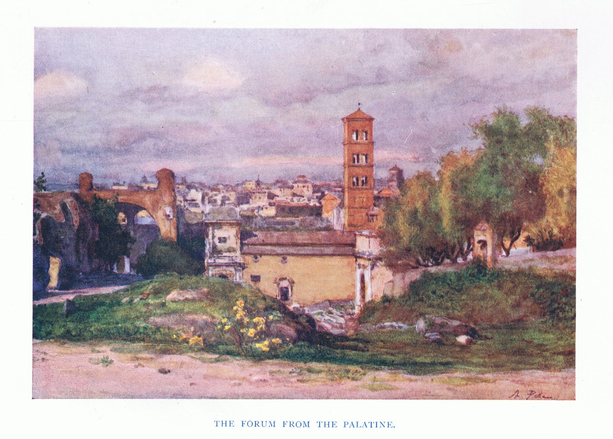 A Fórum a Palantinról, Rómából, az A & C Black Ltd kiadásában, 1925 alkotó: Alberto Pisa