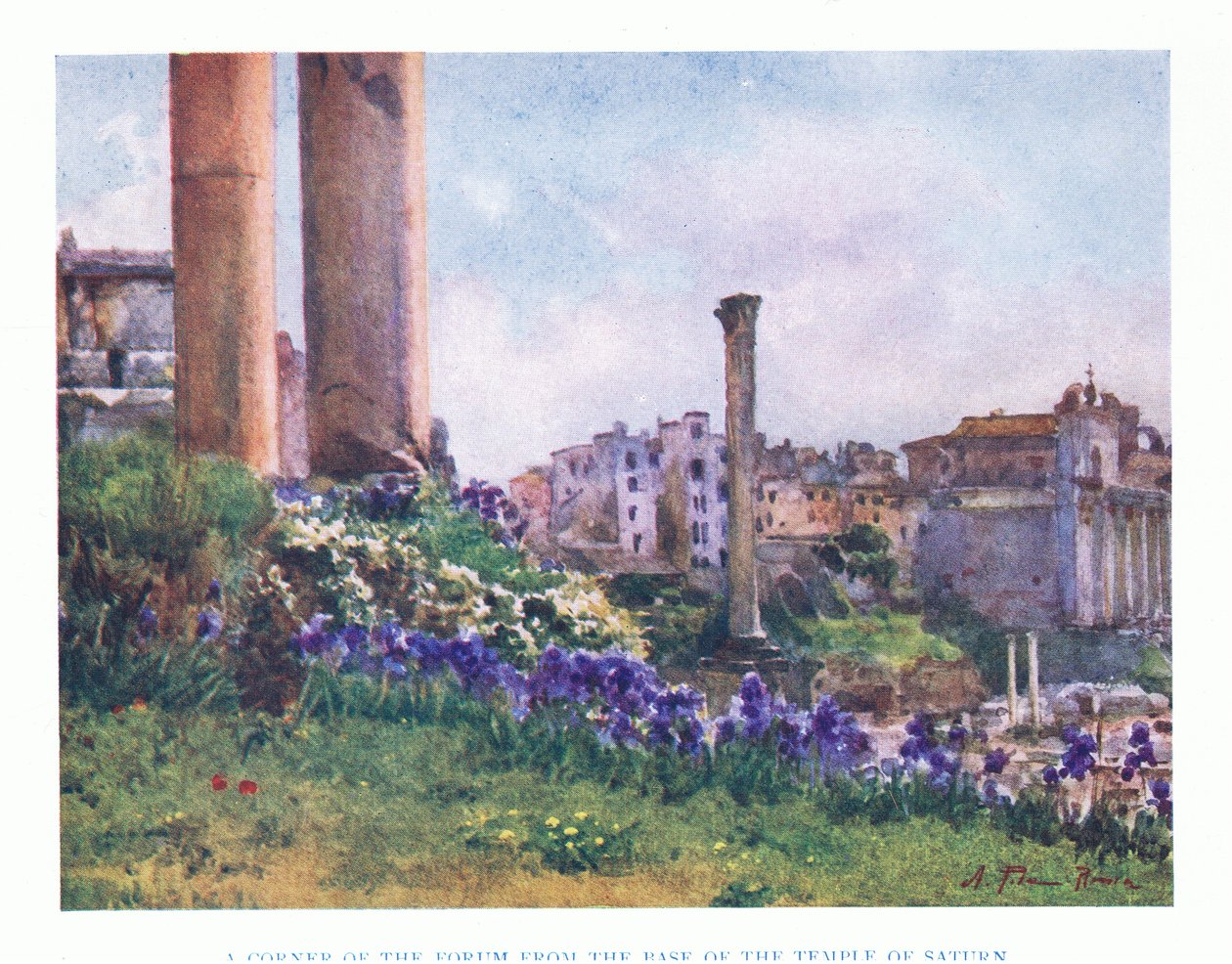 A Fórum sarka, a Szaturnusz-templom tövéből, Rómából, az A & C Black Ltd. kiadásában, 1925 alkotó: Alberto Pisa