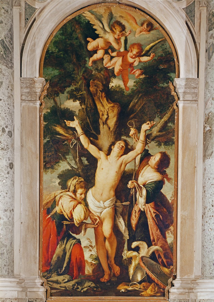 Szent Sebestyén vértanúhalála a XIII. Benedek-kápolnában alkotó: Alberto Sforza