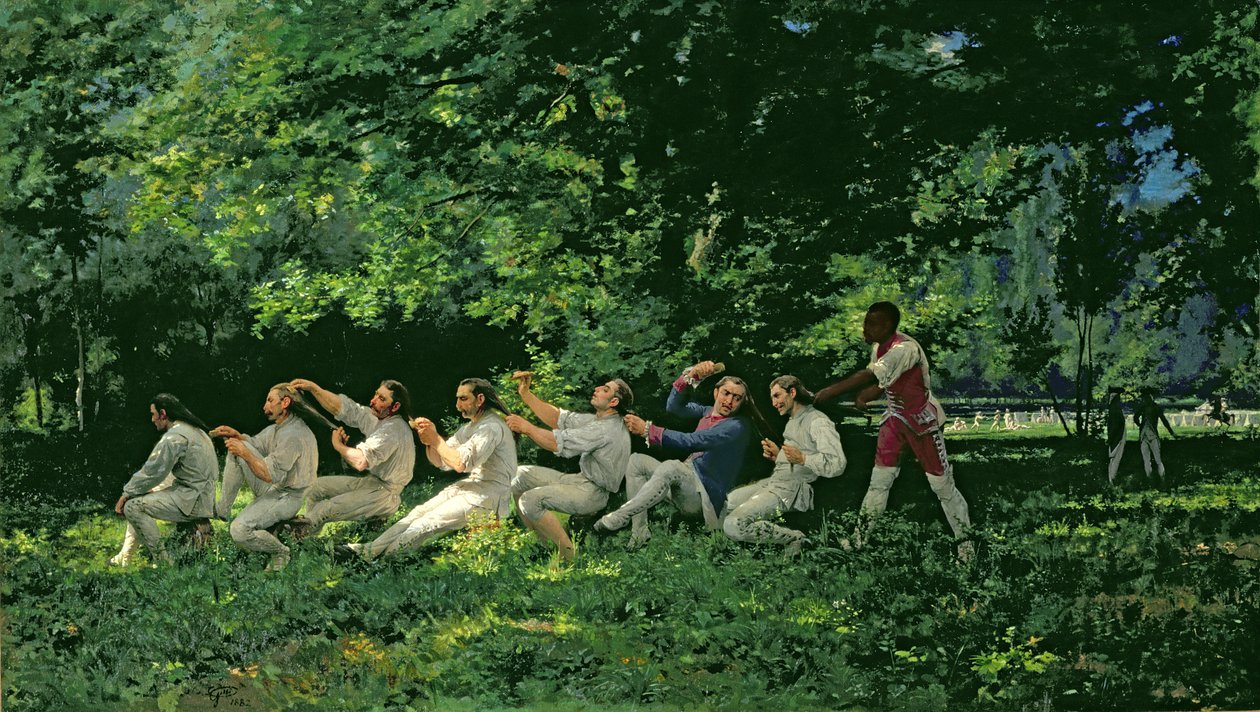 Haját fésülködő katonák, 1882 alkotó: Alberto Maso Gilli