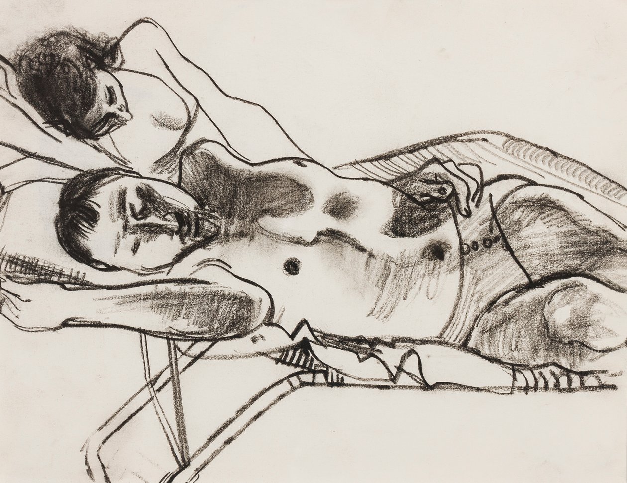 A lettin (faszén papíron) alkotó: Alberto Morrocco