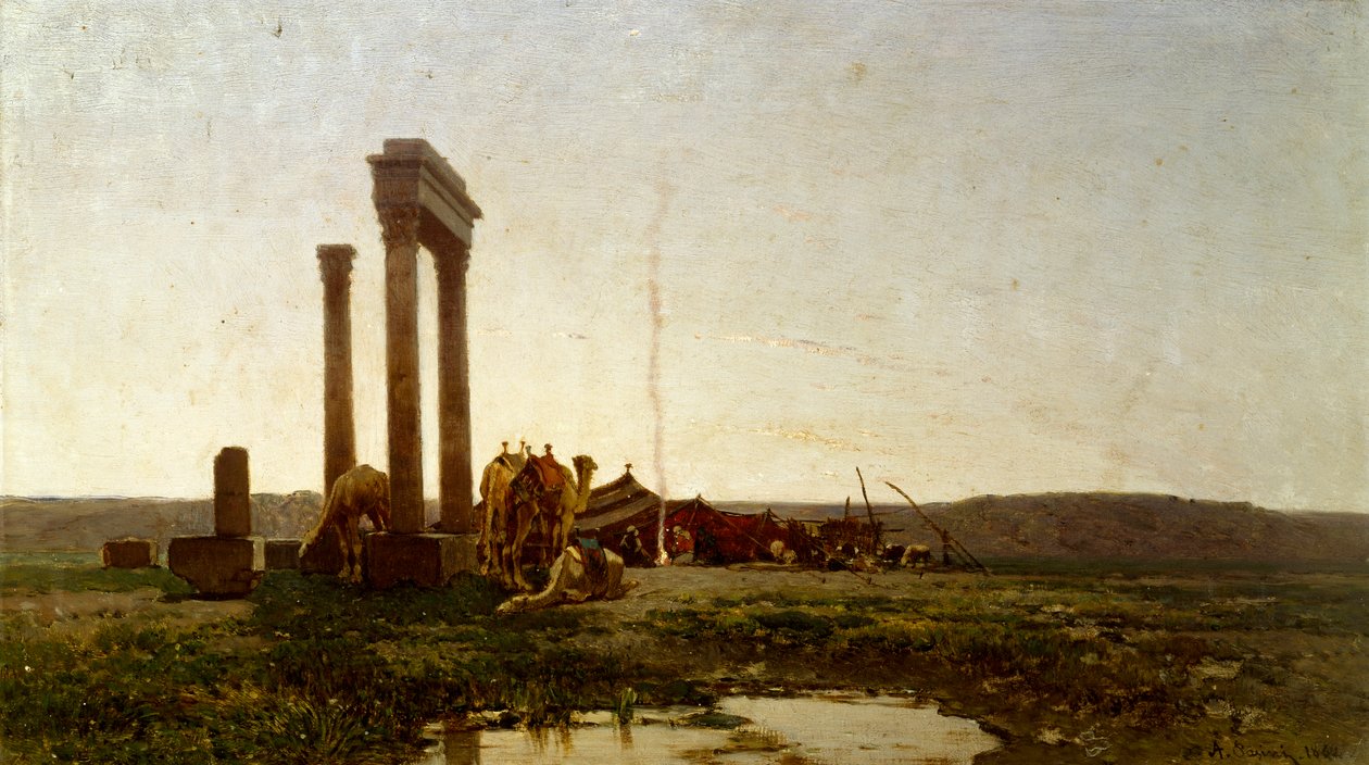 Klasszikus romok a sivatagban, Alberto Pasini (1826-1899) festménye alkotó: Alberto Pasini