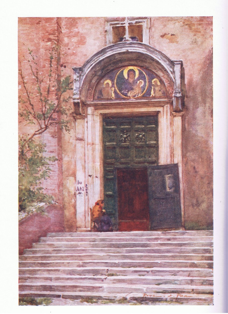 Bejárat az Ara Coeli-ba, a Forum felől, Rómából, kiadó: A & C Black Ltd, 1925 alkotó: Alberto Pisa