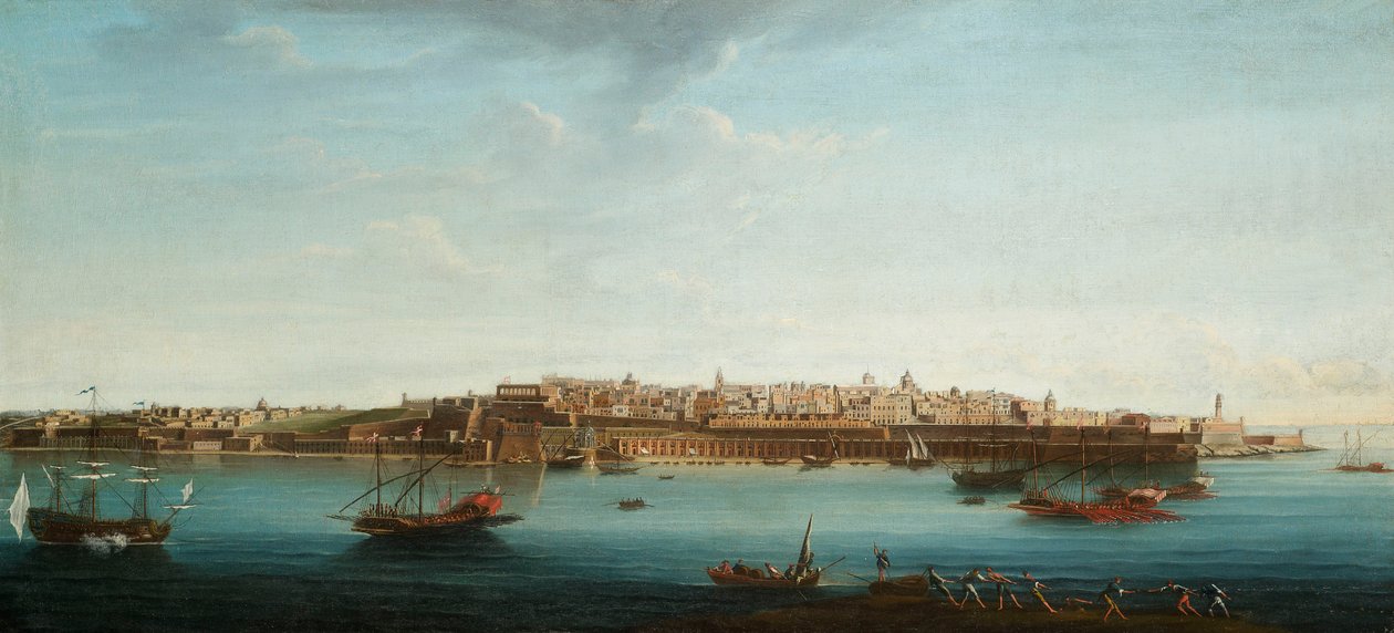 Valletta (Málta és környéke) hét nézetéből álló sorozat egyike, 1753 körül (olaj, vászon) alkotó: Alberto Pullicino