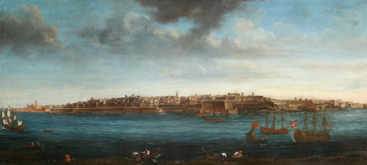 Valletta (Málta és környéke) hét nézetéből álló sorozat egyike, 1753 körül (olaj, vászon) alkotó: Alberto Pullicino