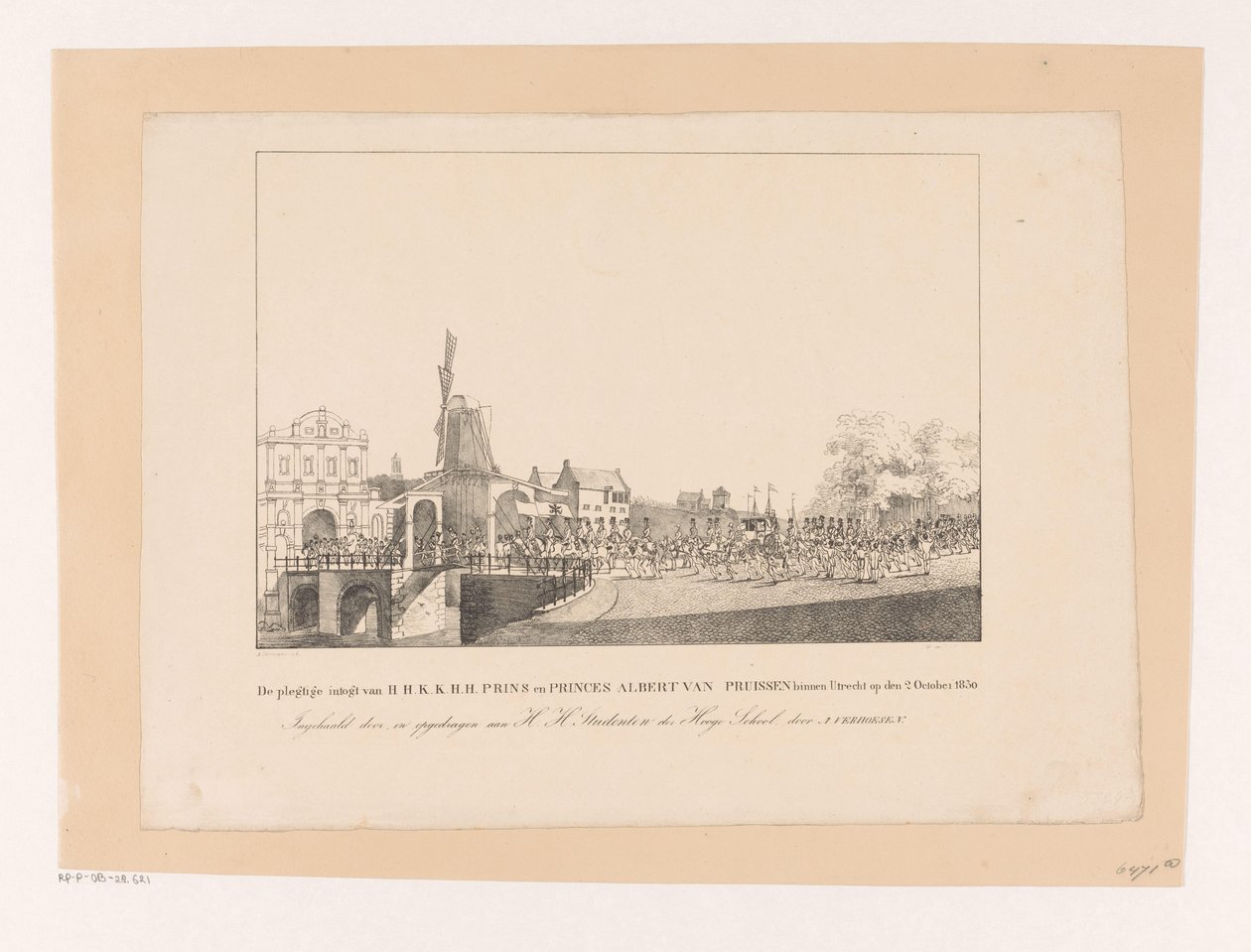 Marianne hercegnő és férje, Albert herceg beutazása Utrechtbe, 1830 A H.H.K.K.H.H. Albert porosz herceg és hercegek Utrechtben 1830. október 2-án (cím a tárgyon) alkotó: Albertus Verhoesen