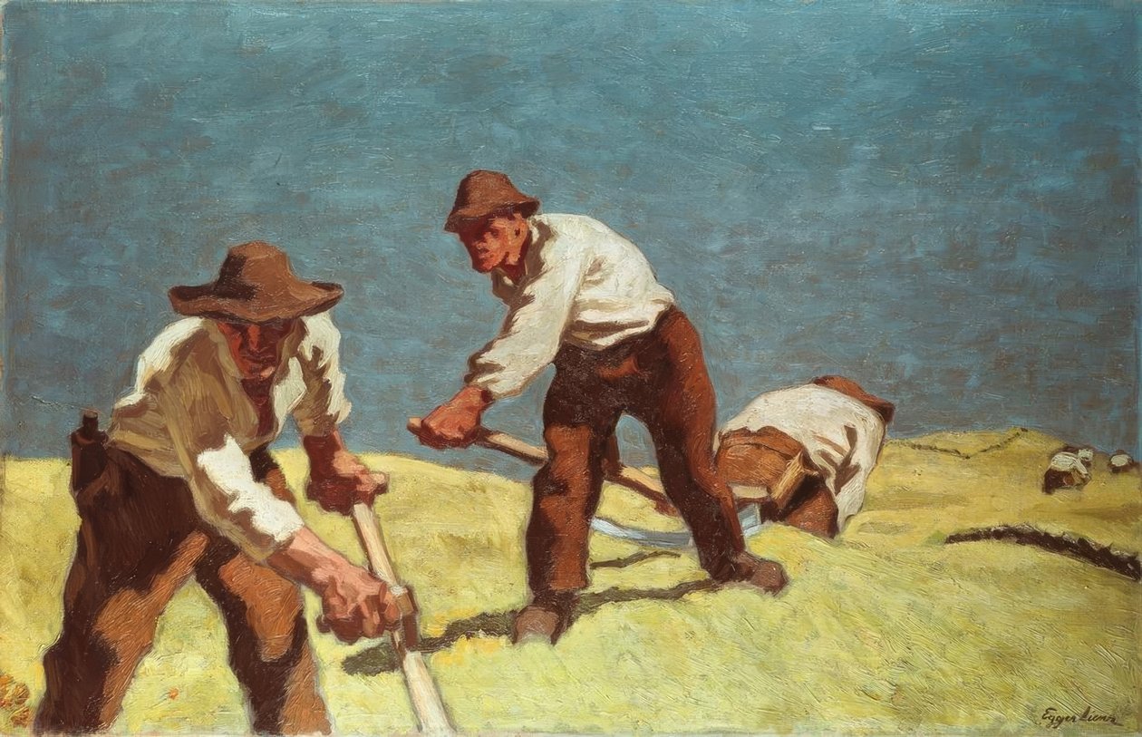 Hegyi gazdák kaszálása alkotó: Albin Egger Lienz