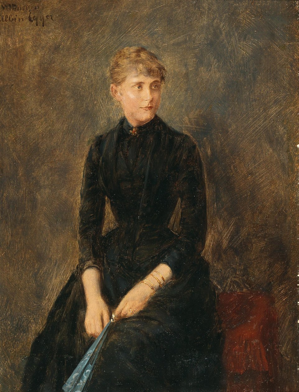 Hedwig Helbig énekesnő portréja 1869-1951 , c. 1889. alkotó: Albin Egger Lienz