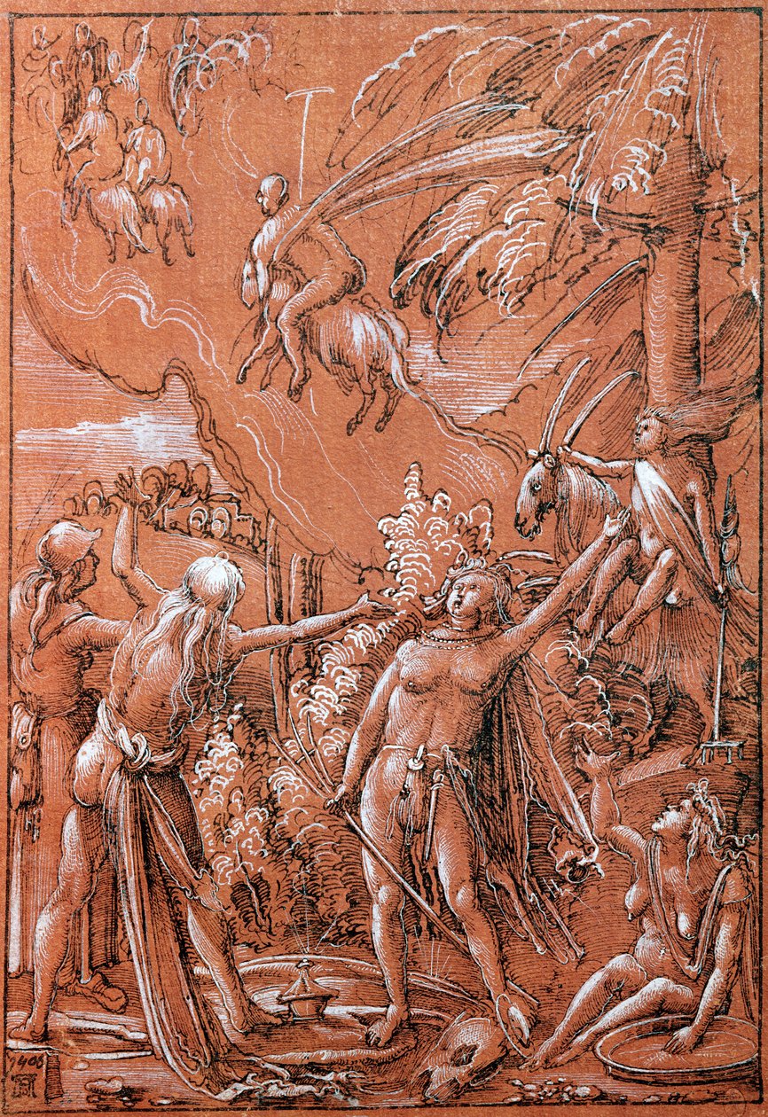 Indulás a szombatra, 1506 (toll, tinta és gouache papíron) alkotó: Albrecht Altdorfer
