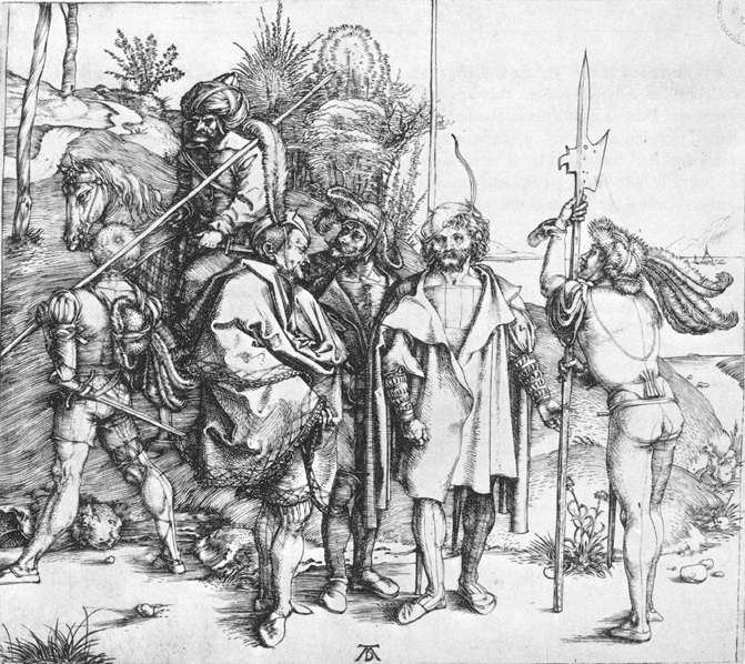 Öt lanszkenet és egy keleti lóháton alkotó: Albrecht Dürer