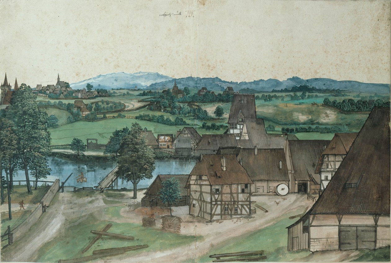 Hallerwiesen a Pürnitz -en Nürnberg előtt alkotó: Albrecht Dürer