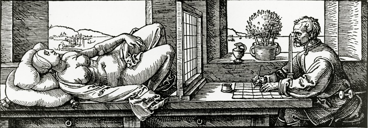 Illusztráció Durer 1525-ben megjelent „Four Books on Measurement” című művéből alkotó: Albrecht Dürer