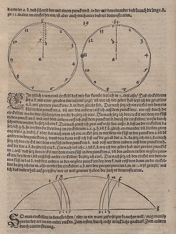 Egy körív szabályos tizenegy és háromágú sarkának felépítése alkotó: Albrecht Dürer
