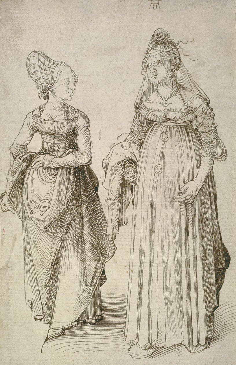 Hölgy velencei ruhában A nürnbergi Hausfrau -val szemben alkotó: Albrecht Dürer