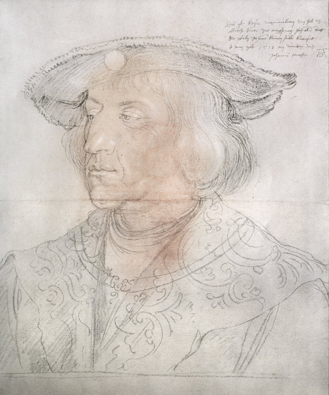 I. Maximilian német császár (1459-1519), 1518-19 (ceruza WC-mosással) alkotó: Albrecht Dürer