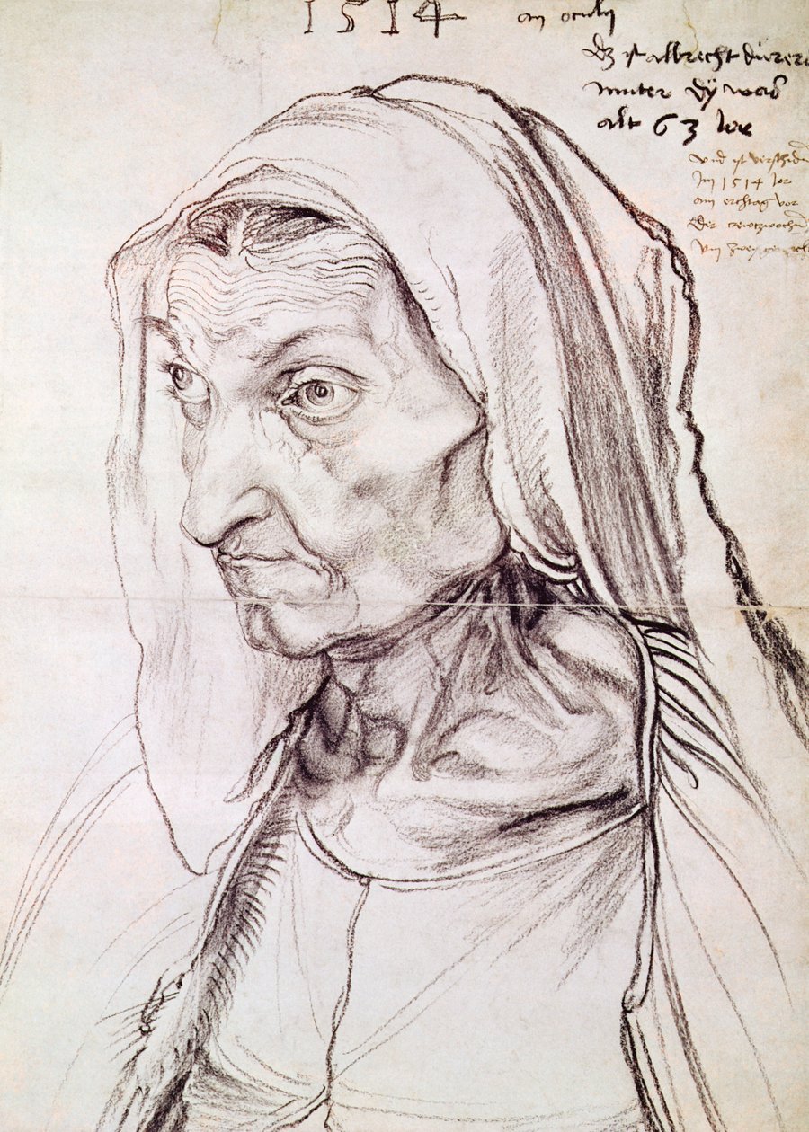 A művész édesanyjának portréja, 1514 (szén, papír) alkotó: Albrecht Dürer