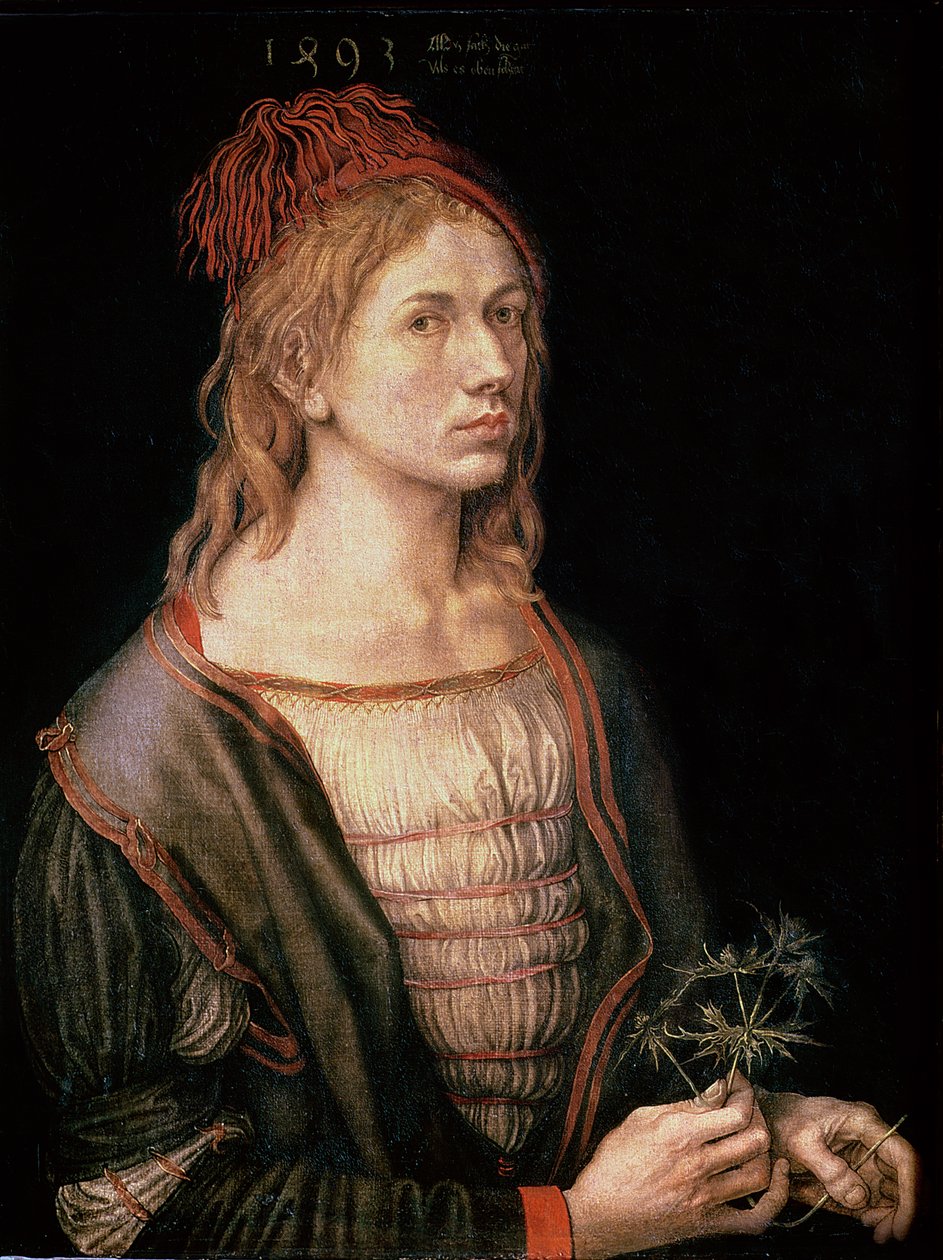 Önarckép bogáncssal, 1493 (olaj, pergamen) alkotó: Albrecht Dürer