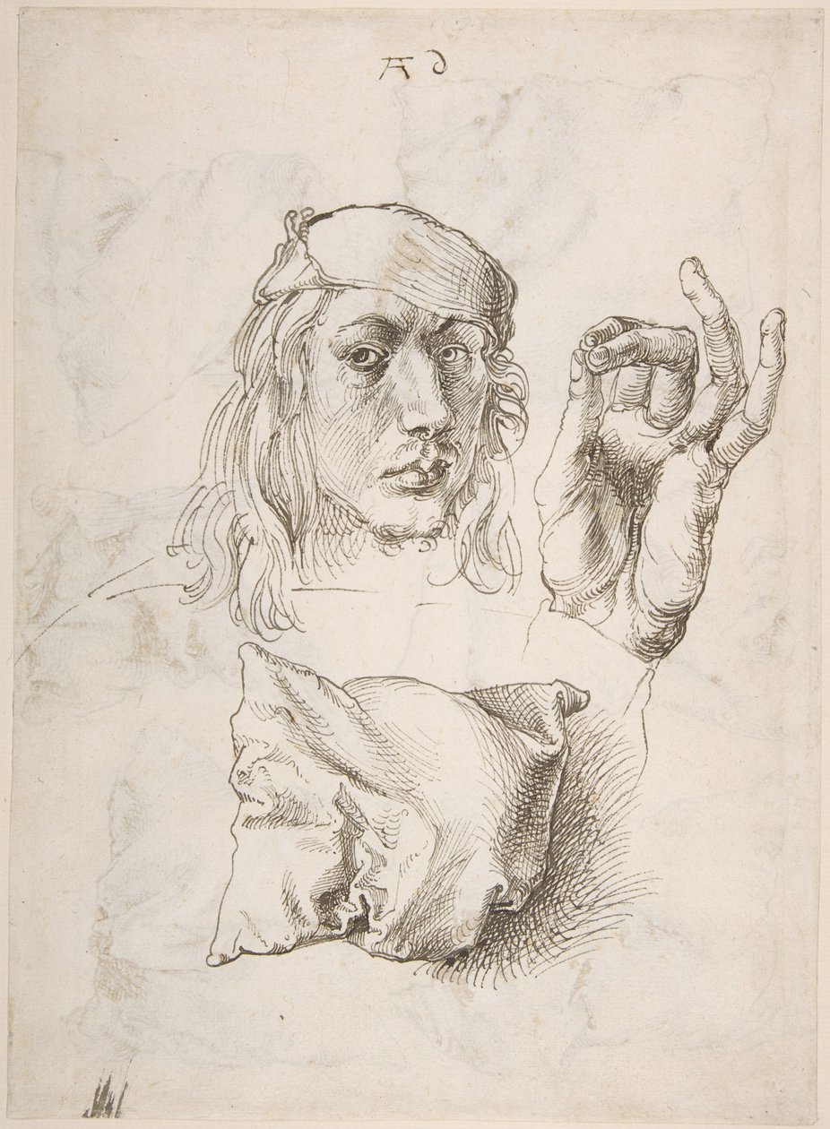 Önarckép, Kéz és párna tanulmányozása alkotó: Albrecht Dürer