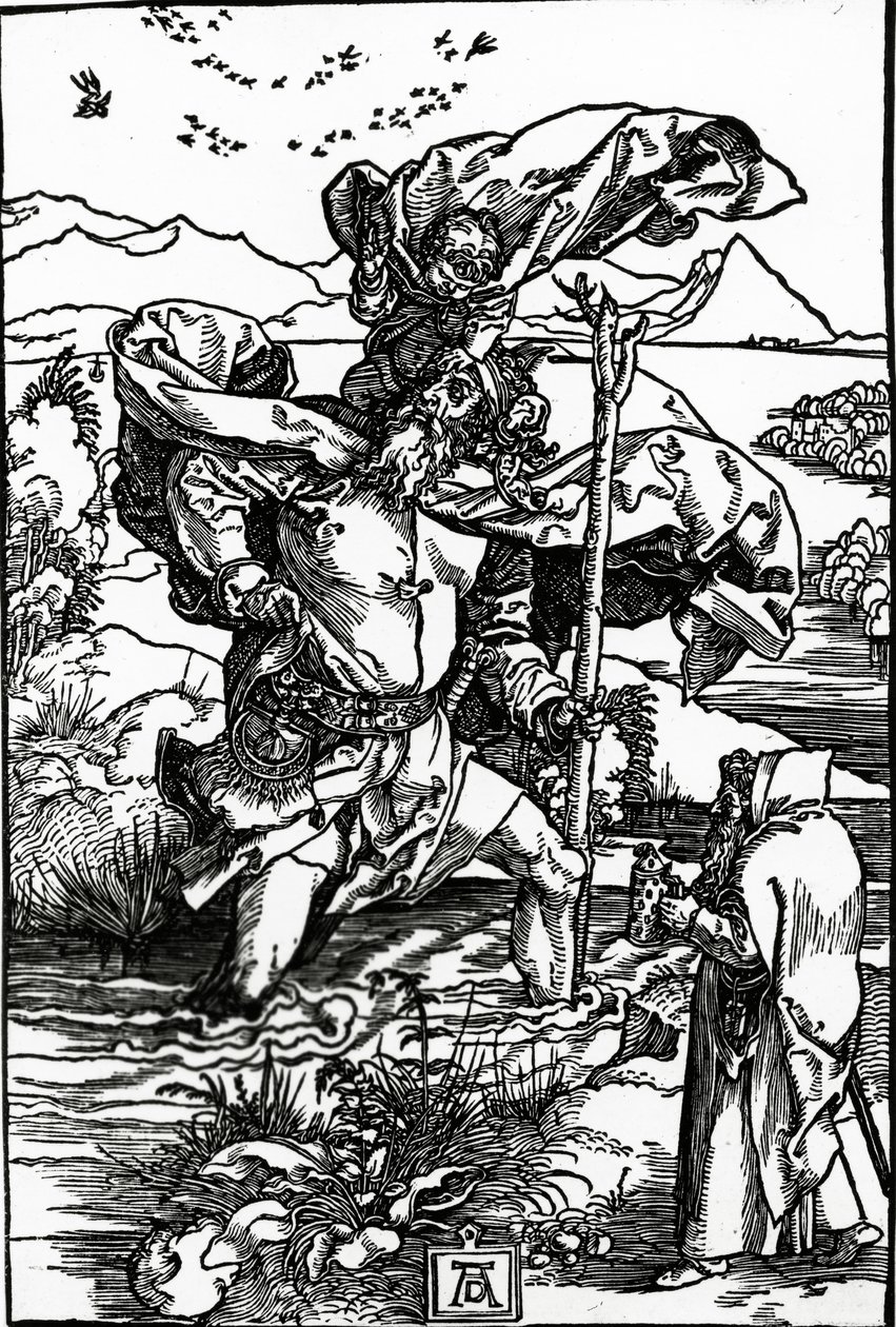 Szent Kristóf a madarak repülésével, 1503-4 alkotó: Albrecht Dürer