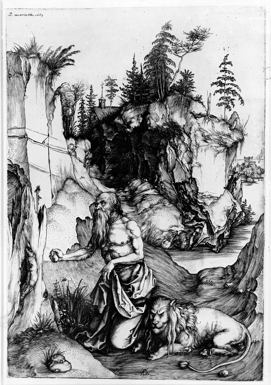 Szent Jeromos a vadonban, 1496 körül alkotó: Albrecht Dürer