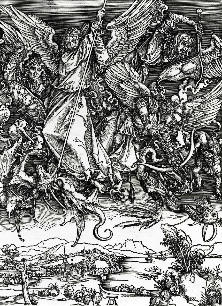 Szent Mihály harc a sárkánnyal, 1498 alkotó: Albrecht Dürer