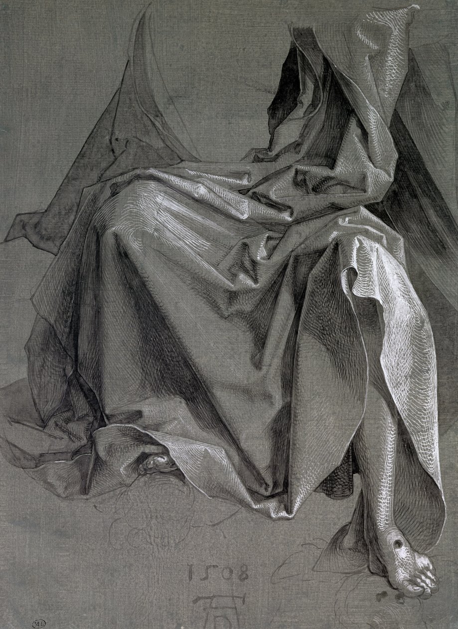 Tanulmány Krisztus köntöséről, 1508 (guache és tinta papíron) alkotó: Albrecht Dürer