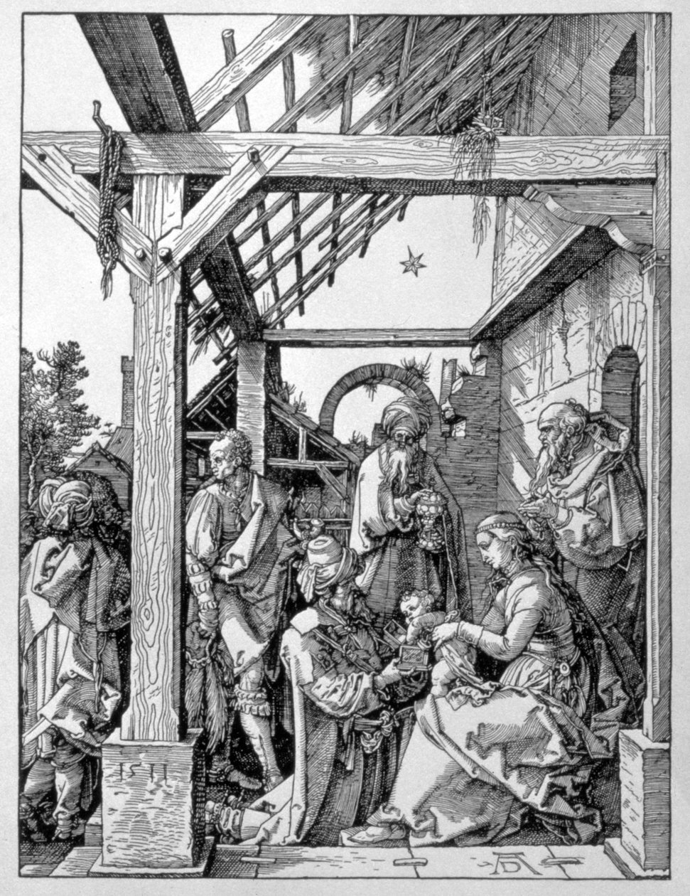 A mágusok imádása, 1511 alkotó: Albrecht Dürer