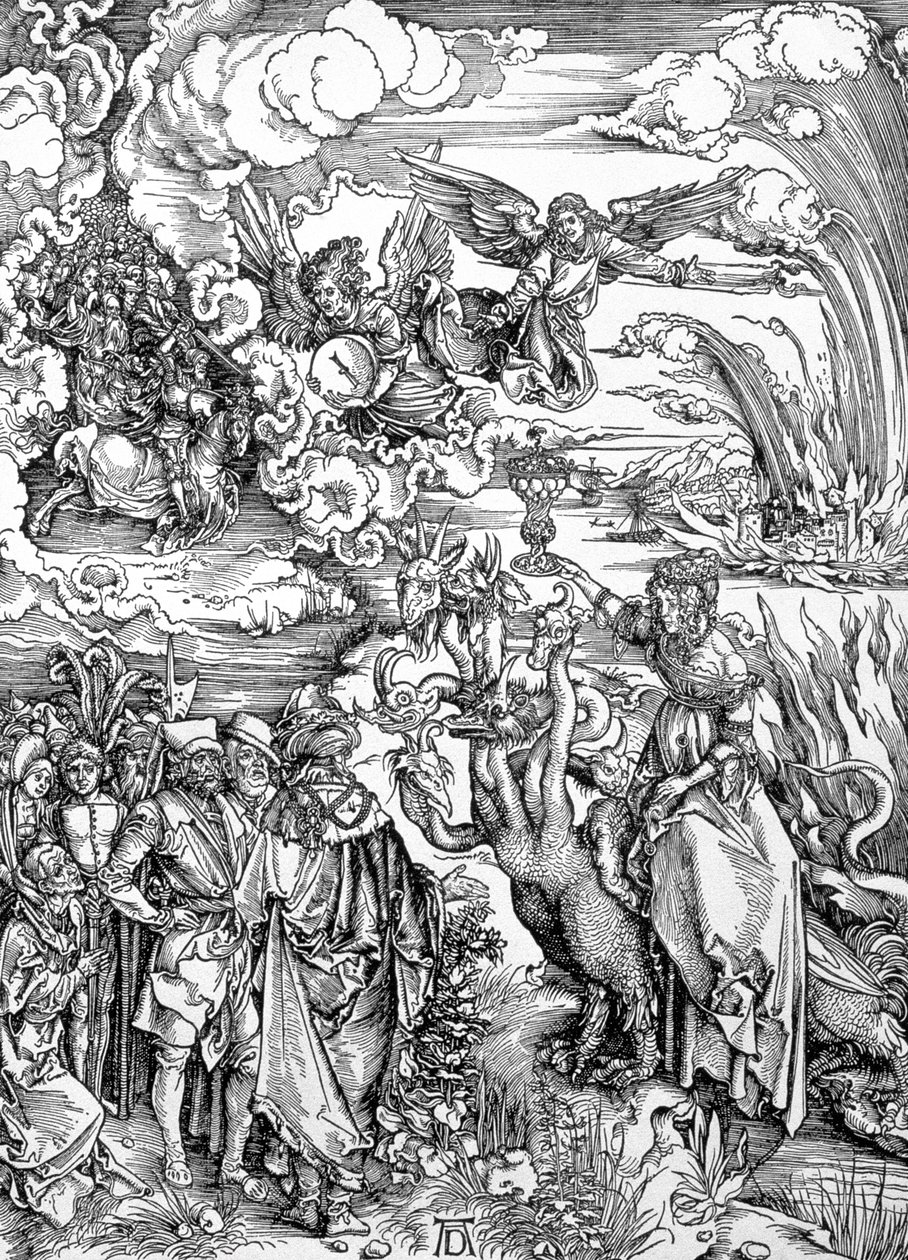 A babiloni kurva az „Apokalipszisből” vagy „Isteni Szent János kinyilatkoztatásaiból”, pub. 1498 alkotó: Albrecht Dürer