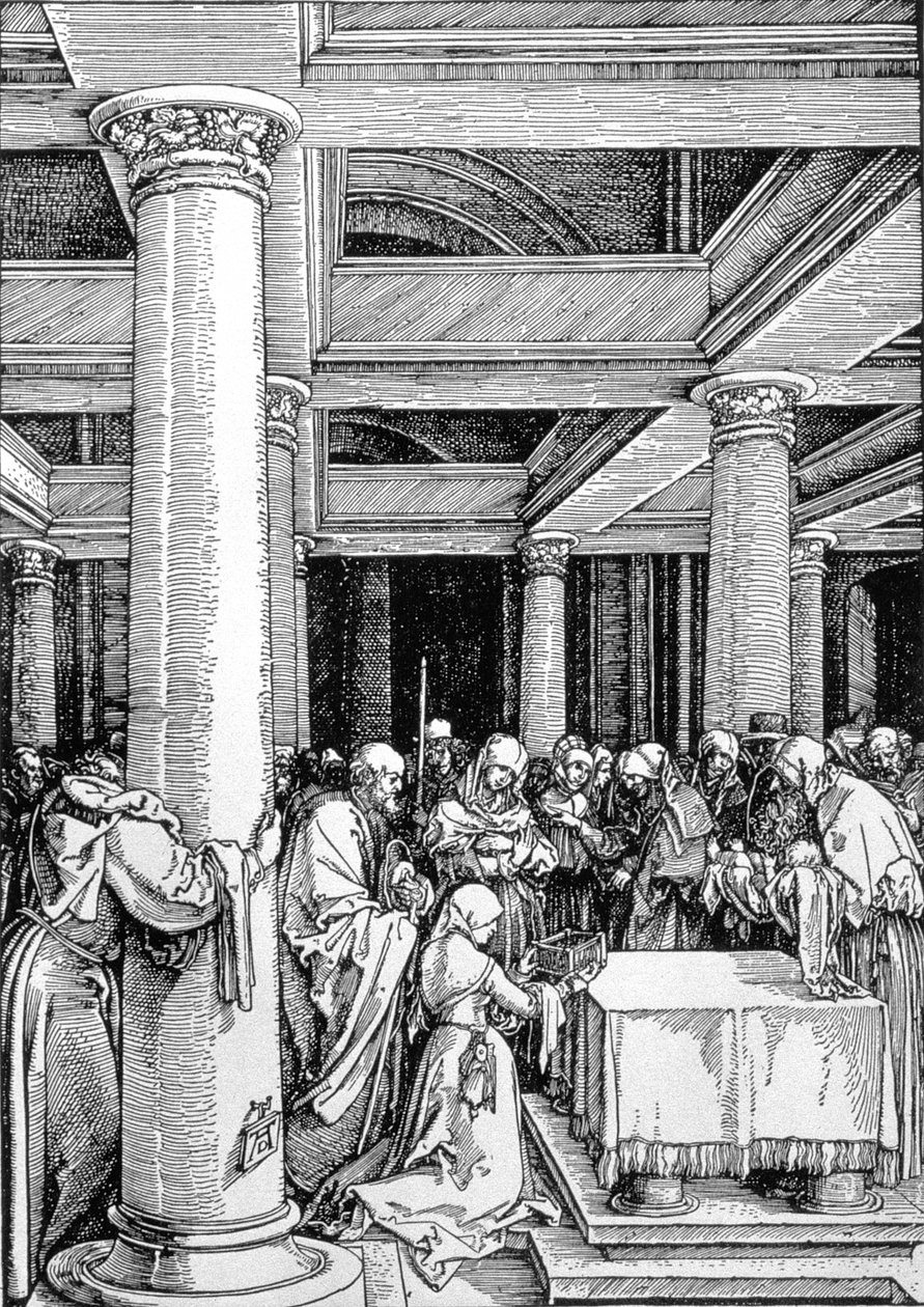 A bemutató a templomban, 15034 körül alkotó: Albrecht Dürer