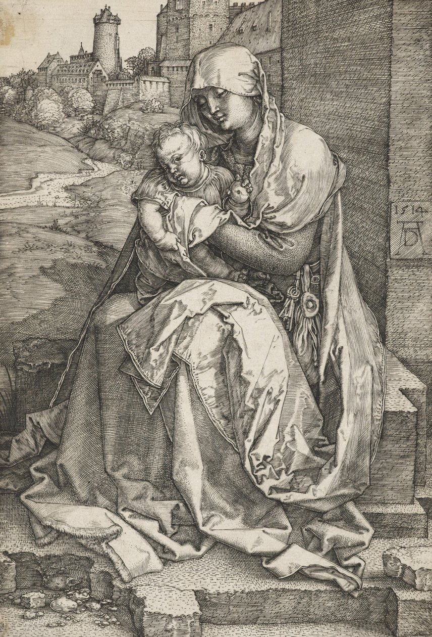 A szűz a fal mellett ül alkotó: Albrecht Dürer