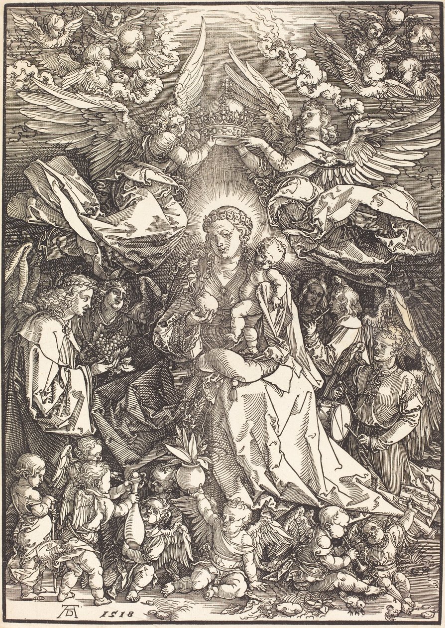 A Szűz sok angyal vesz körül alkotó: Albrecht Dürer