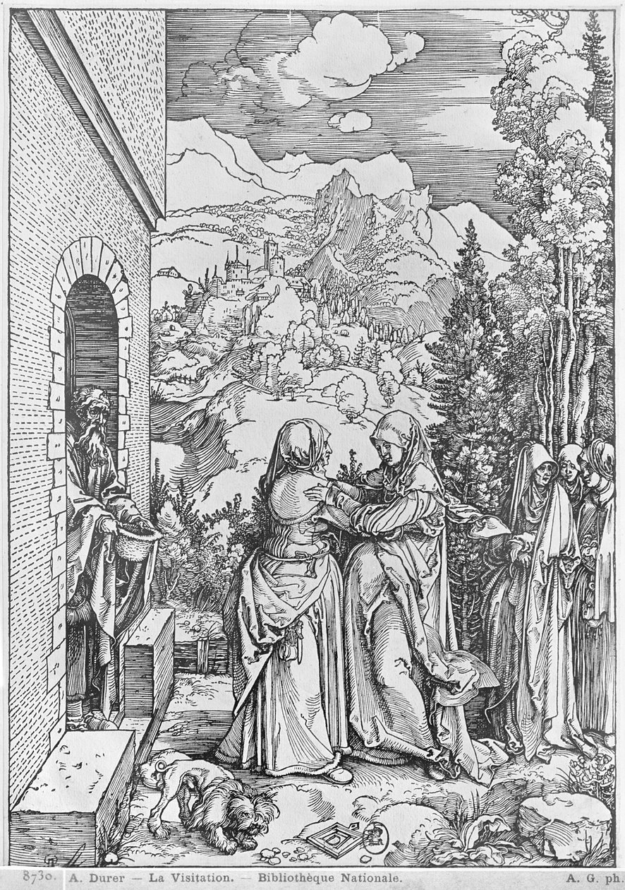 A látogatás, a Szűz élete sorozatból, 1503 körül alkotó: Albrecht Dürer