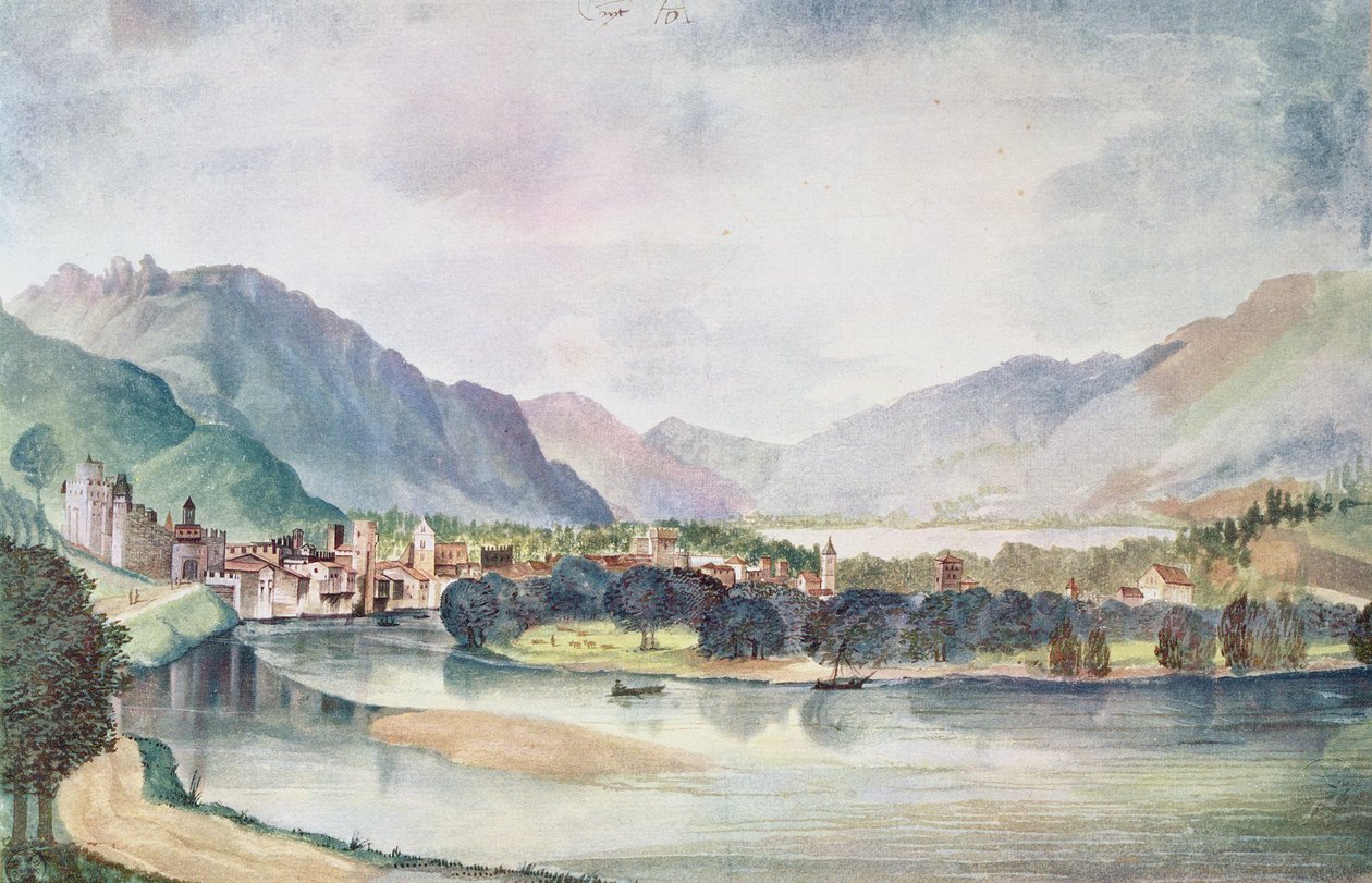 Trente kilátása, 1494 (wc és gouache papíron) alkotó: Albrecht Dürer