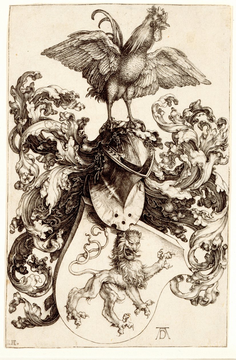 címer oroszlánnal és kakassal, 1502-03 alkotó: Albrecht Dürer