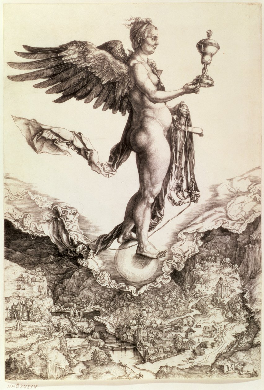 Nemesis, 1501-2 (vonalmetszet) alkotó: Albrecht Dürer