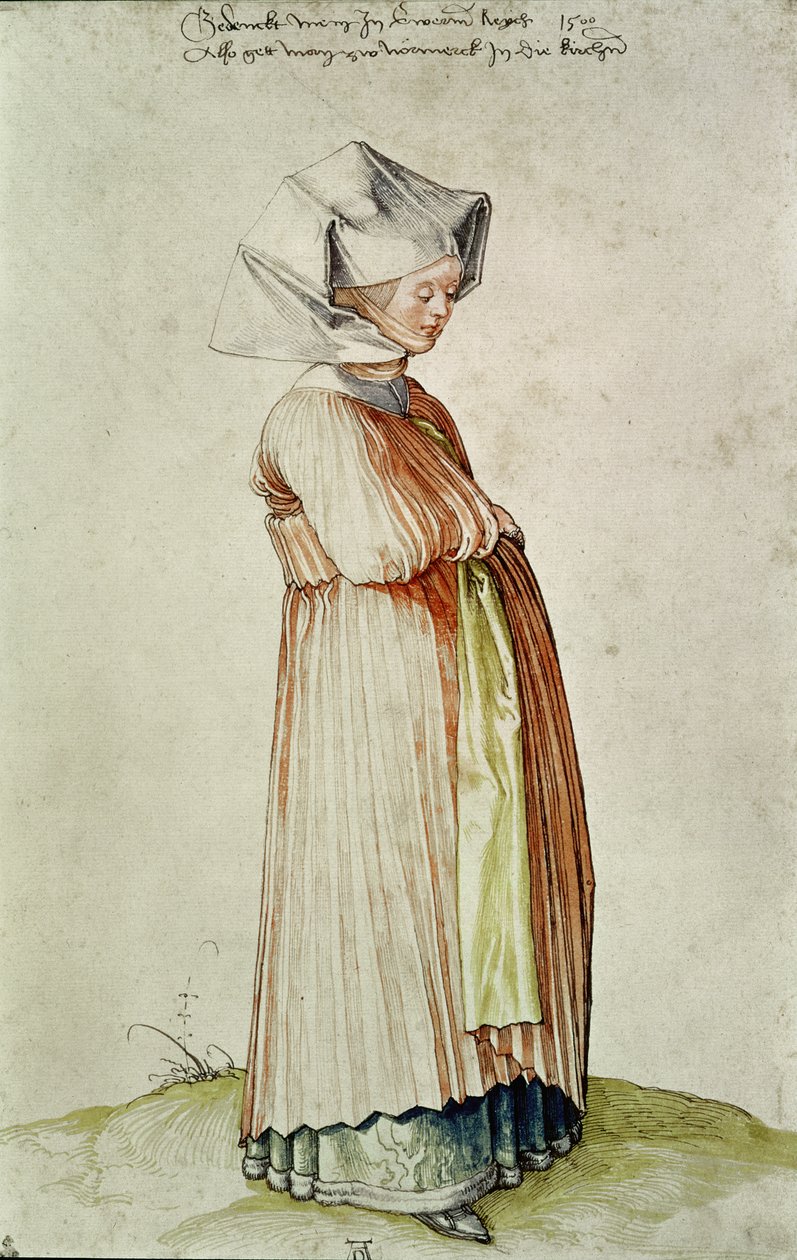 Nürnbergi nő, akvarell alkotó: Albrecht Dürer