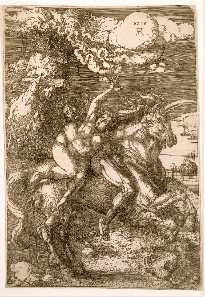Proserpina megerőszakolása (Egyszarvúrablás), 1516 alkotó: Albrecht Dürer