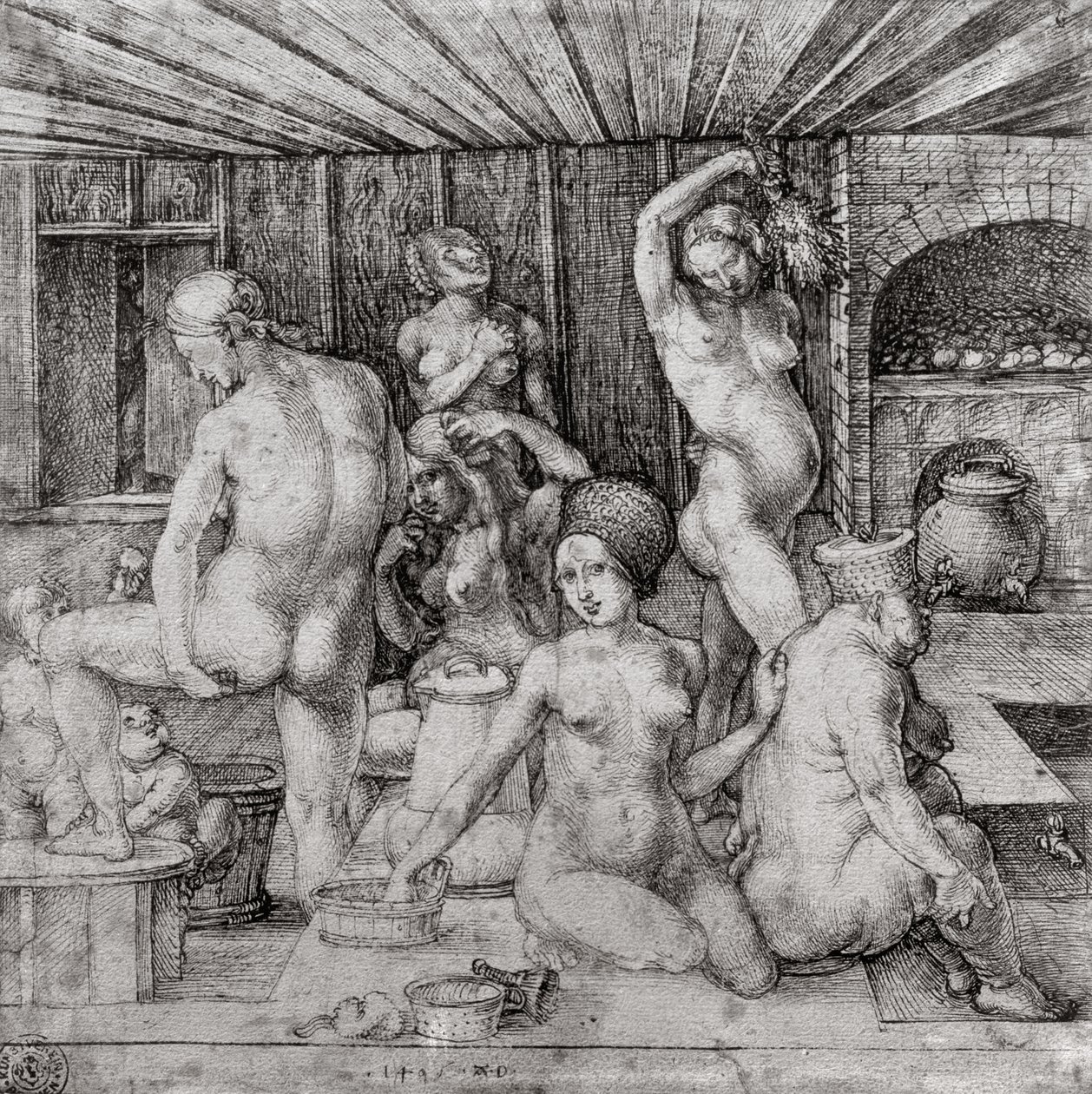 A női fürdő, 1496 alkotó: Albrecht Dürer