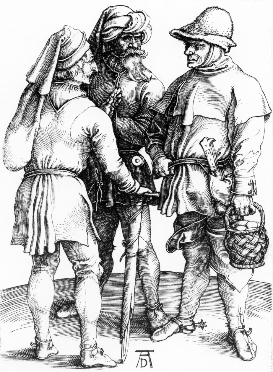 Három paraszt társalgásban, 1497 körül alkotó: Albrecht Dürer