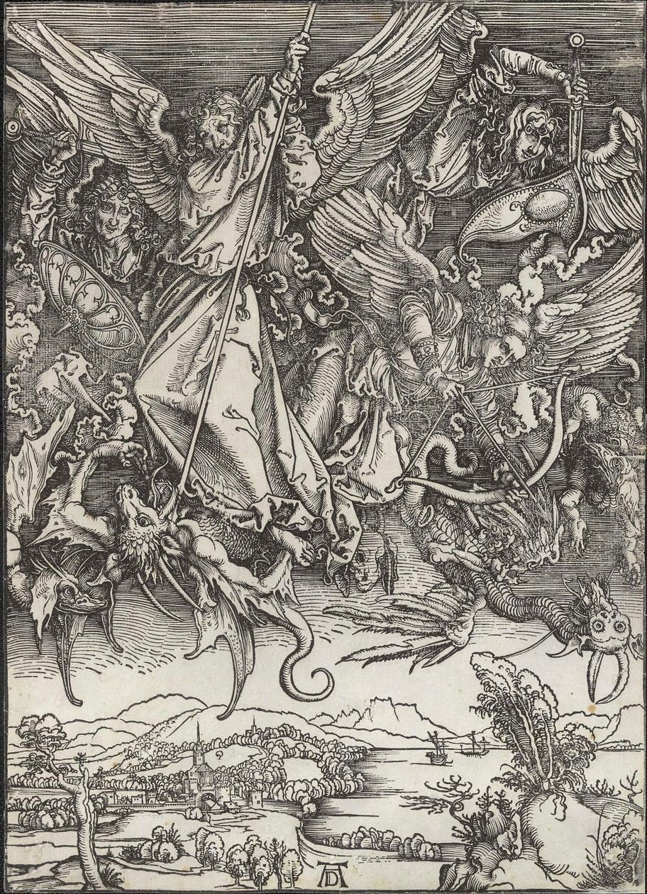 Szent Mihály harcol a sárkánnyal alkotó: Albrecht Dürer