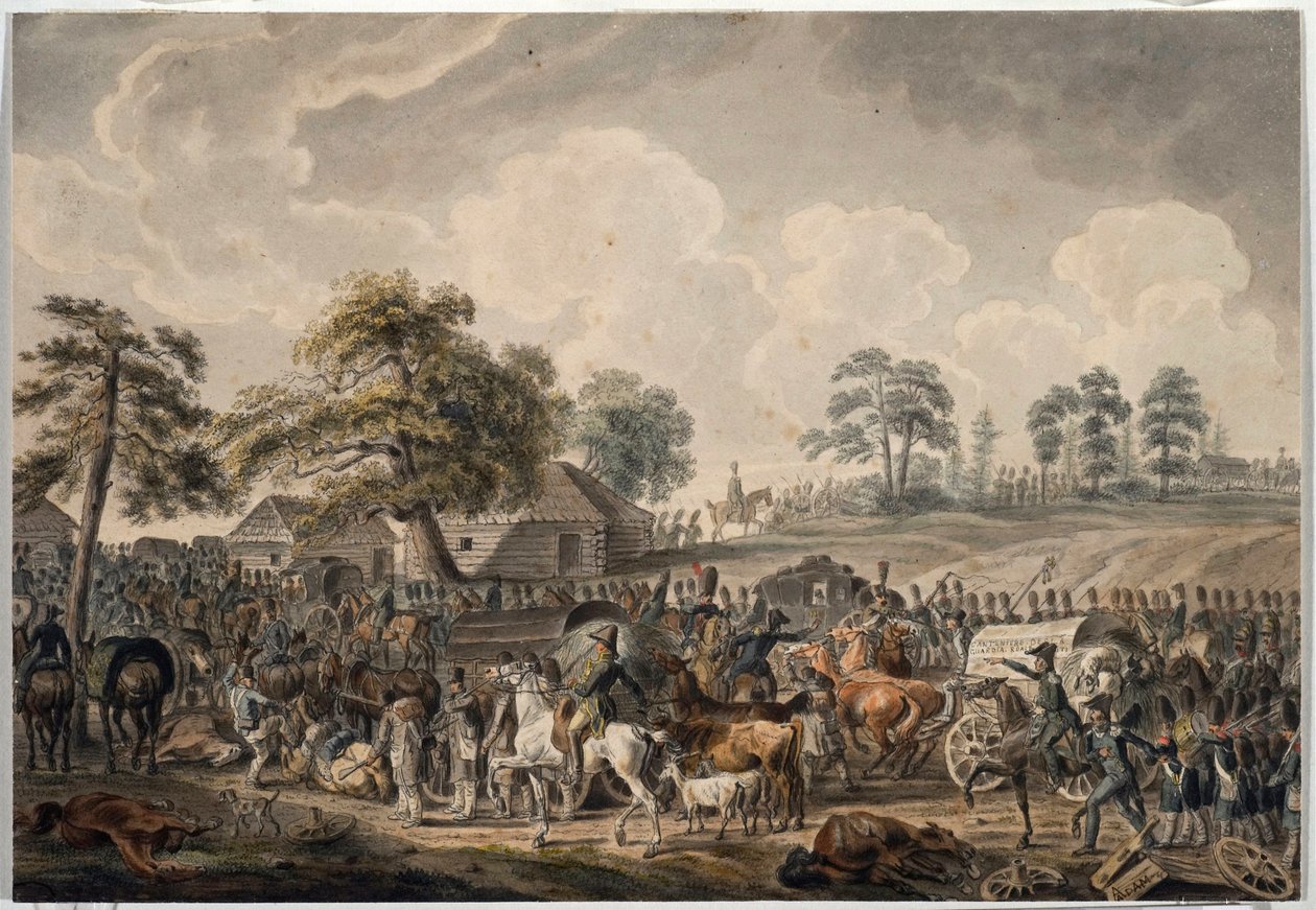 A La Grande Armee 1812. július 24-én kelt át a Daugaván (vagy Nyugat-Dvinán) (a francia hadsereg július 24-én kelt át a Daugaván alkotó: Albrecht Adam