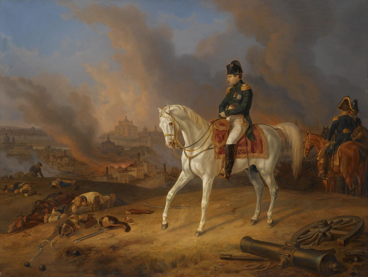 Bonaparte Napóleon az égő Szmolenszk városa előtt alkotó: Albrecht Adam