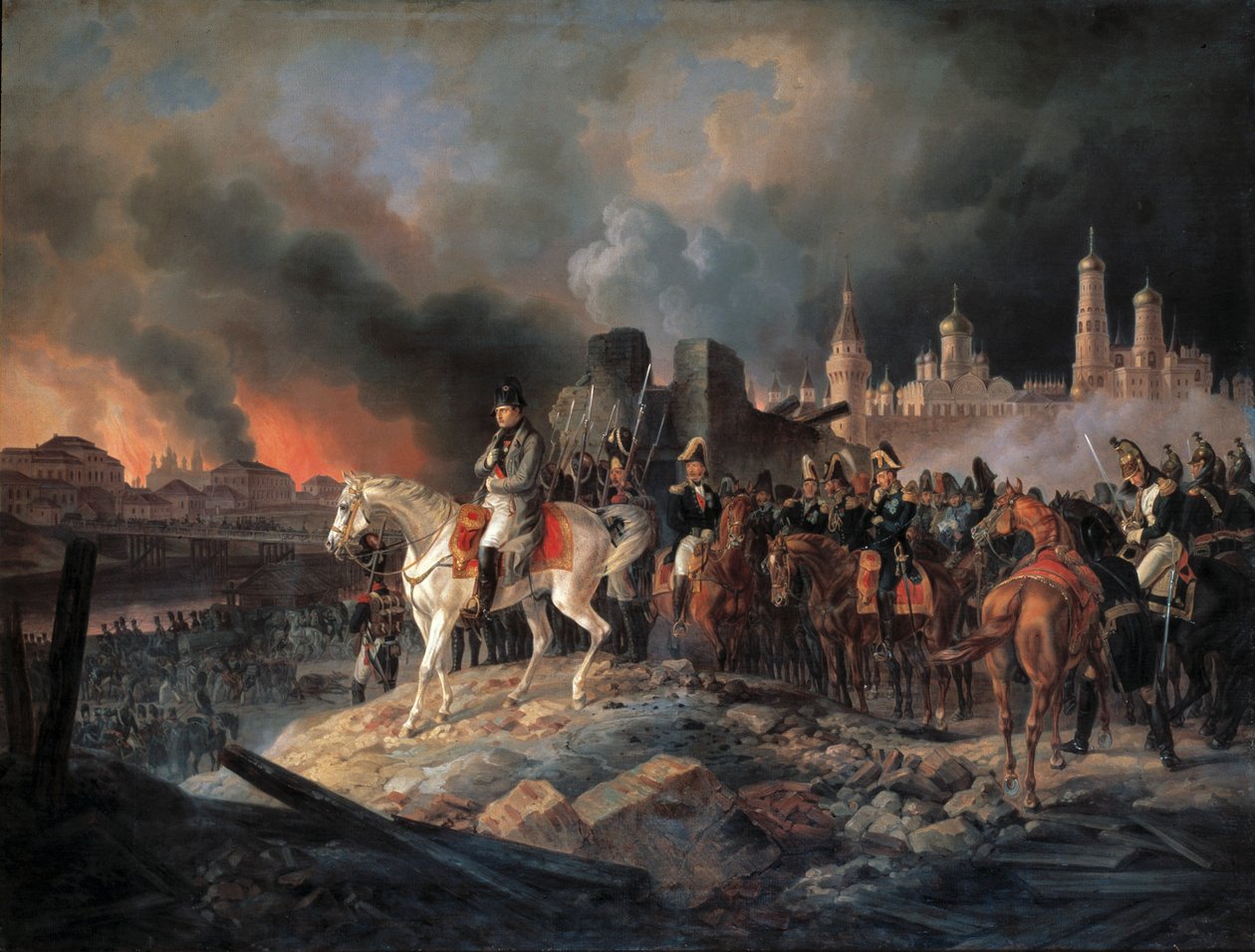 Bonaparte Napóleon Moszkvában”, 1840. alkotó: Albrecht Adam