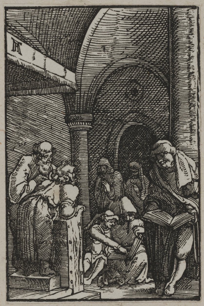 Krisztus az orvosok között, 1515 körül (fametszet) alkotó: Albrecht Altdorfer