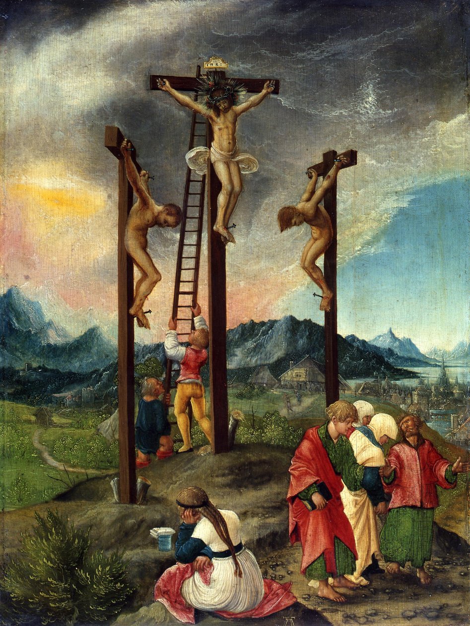 Krisztus a kereszten a két tolvaj között alkotó: Albrecht Altdorfer