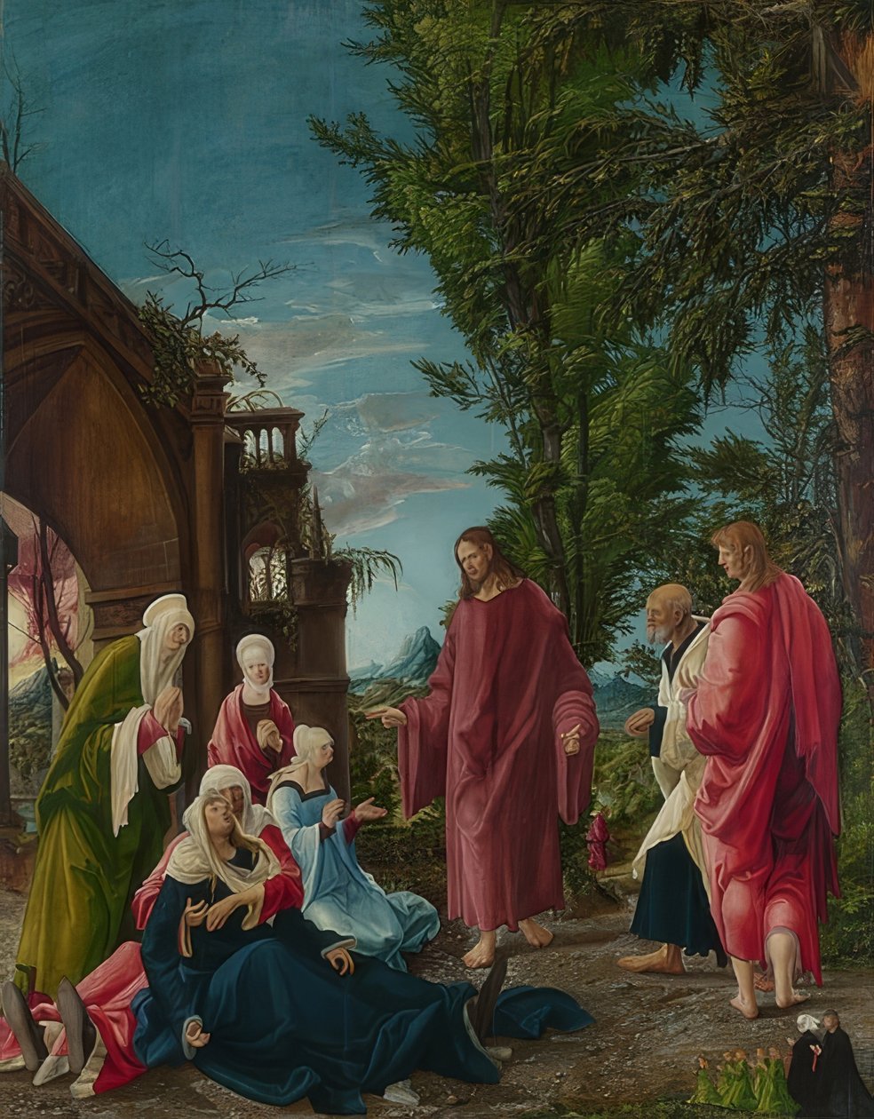 Krisztus búcsúja Máriától. Valószínűleg 1520 alkotó: Albrecht Altdorfer