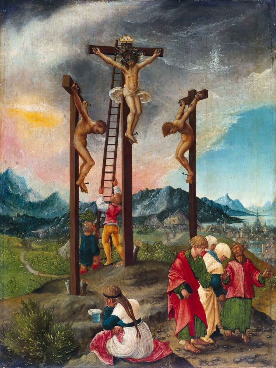 Krisztus a kereszten a tolvajok között alkotó: Albrecht Altdorfer