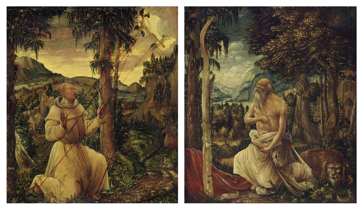 Szent Ferenc megbélyegzése / Szent Jeromos bűnbánata alkotó: Albrecht Altdorfer
