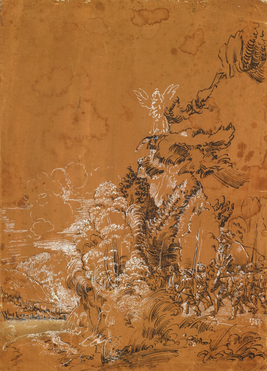 Erdei táj angyalokkal és zsoldosokkal alkotó: Albrecht Altdorfer